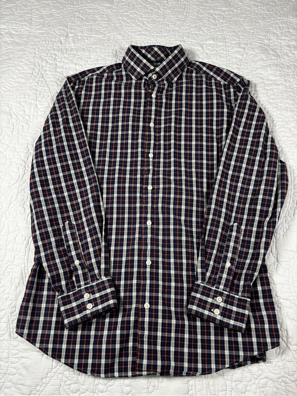 Ben Sherman Long-Sleeve Plaid Button-Down Shirt - Navy, Red & White